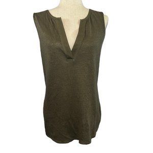 Banana Republic Khaki Green Linen Sleeveless Tank Top Size Medium